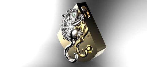 mouse cheese pendant diamond stones animal printable gem new year jewelry pendants 3d print model - Mito3D