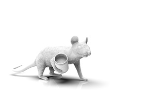 rato segurando objeto projeto 3d liquidificador arte esculturas 3d print model - Mito3D