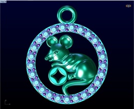 mouse pendant jewelry gold silver diamond design gem fashion rhino matrix zbrush pendants 3d print model - Mito3D