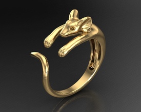 rato anel prata ouro animal imprimível arte zbrush joalheria argolas 3d print model - Mito3D