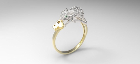 Maus-ring Steine ring Maus diamond gold Schmuck weiß Silber bedruckbar ist gem Juwel neues Jahr Ringe 3d print model - Mito3D