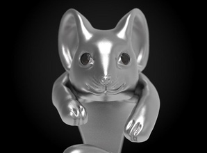 mouse ring jewelry animal cute rat tiny silver gold gem black diamond rings 3d print model - Mito3D