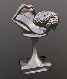 bocca cervello lingua retrò comico stile arte scultura interni cartone animato figura divertimento Vintage divertente labbra statua 3d print model - Mito3D