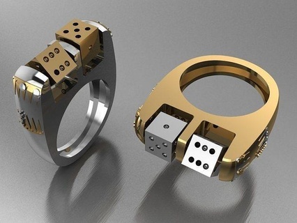 taşınabilir zar yüzük tavla yazdırılabilir takı mücevher düğün elmas gümüş bekarlığa veda oyun nft kartları yüzükler altın 3d print model - Mito3D