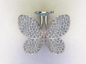 le déplacement papillon bague de diamants bijoux illustration la conception symbole science l'anneau diamant d'argent femmes art spécial ruby mobiles imprimable mieux nouvelles sophistiquée les anneaux 3d print model - Mito3D