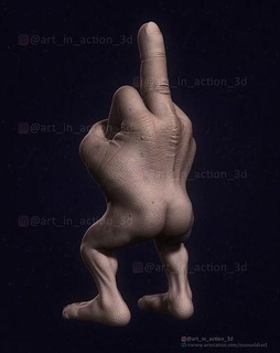 dito mezzo arte anatomia mano bizzarro mrfinger addamsfamily orrore 3dprinting sculture 3d print model - Mito3D
