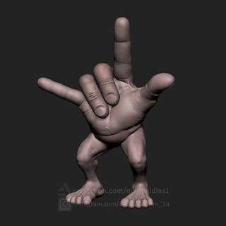 parmak Kaya rulo el mrfinger gücü anatomi korku yaratık tamirci Sanat heykeller 3d print model - Mito3D