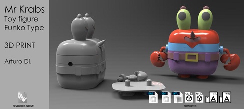 mr krabs funko jouet bob l'éponge figure sculpture artoy jeux jouets 3d print model - Mito3D