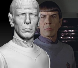 mr spock buste leonard nimoy étoile randonnée espace entreprise sci film acteur science vulcain art sculptures célébrité homme personnage humain tête 3d print model - Mito3D