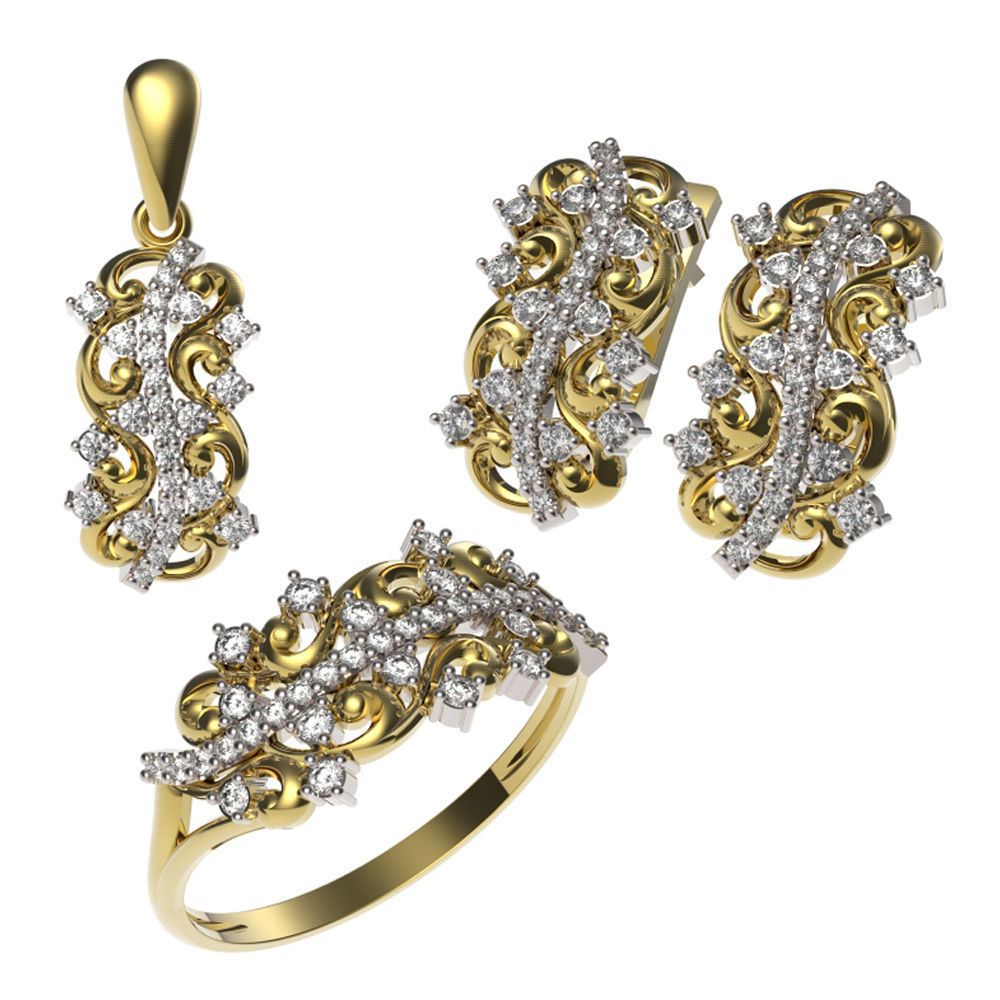 ms-34 Schmuck ring - Anhänger Ohrringe set bedruckbar ist stl gold Silber Diamanten Frau Mädchen andere 3D print model - Mito3D