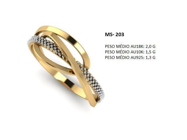 ms 203 luxury gold precious elegant jewelry silver gem metallic rings 3D print model - Mito3D