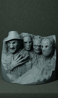 mt Rushmore Horror versão escultura estátua arte resumo Jason freddy Krueger Myers Bruxas Leatherface esculturas 3d print model - Mito3D