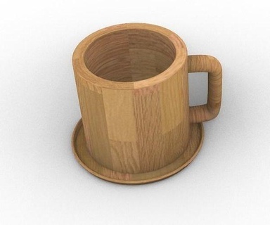 Becher Holz traditionell retro Einfachheit handgemacht Jahrgang Kaffee leer Möbel Glas 2021 Kunst Münzen Abzeichen 3d print model - Mito3D