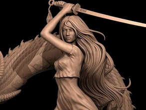 mulan nsfw 3d print sexy woman dragon samurai art sculptures 3d print model - Mito3D