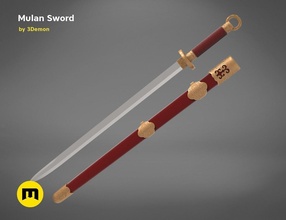 mulan espada vaina anime chino cosplay disfraz disney fantasía héroe película princesa réplica contenido guerrero juegos juguetes 3d print model - Mito3D