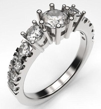 multi-stone engagement ring engagementring diamondring 50ptdiamondring halfacaratring jewelry rings jewellery weddingring clawsetring design 3ddesign 3d 3dp 3dprinting printable diamonds gold metal classic 3d print model - Mito3D