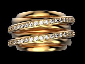 multi banda anillo de 2 la joyería impresión 3dprinted imprimible los anillos diseño joya oro moda printabl otros creación prototipos plata 3d print model - Mito3D
