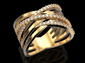 multi banda anillo de 4 la joyería impresión 3dprinted imprimible los anillos diseño joya oro moda printabl creación prototipos plata mujer 3d print model - Mito3D