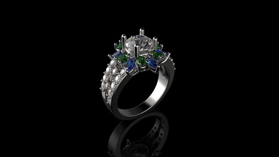 multi farbe stein diamant ring gold mode silber sterling engagement schmuck ringe brillant halskette schönheit saphir 3d print model - Mito3D