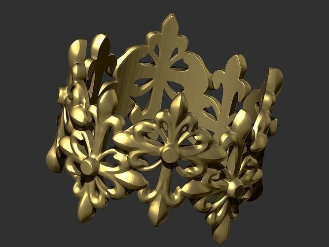 multi floral anel lis fluer arte luxo Projeto ouro mulher homem ornamentado imprimível prata esterlina jóia rococó jóias diamante flor deco joalheria argolas 3D print model - Mito3D