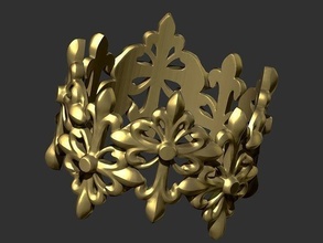 multi floral anel lis fluer arte luxo Projeto ouro mulher homem ornamentado imprimível prata esterlina jóia rococó jóias diamante flor deco joalheria argolas 3d print model - Mito3D