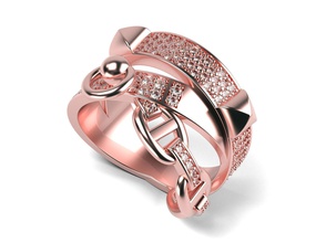 multi row ring jewelry alchimie hermes jewel jewellery gold diamond gem gemstone printing print printable rings 3d print model - Mito3D