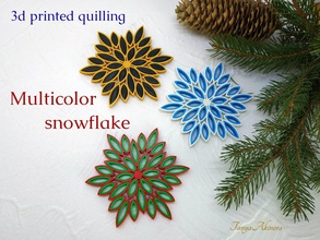 multicolore fiocco di neve stampato in 3d quilling casa natale inverno la decorazione 3dprinting regalo tanyaakinora arredamento marychristmas 3d print model - Mito3D