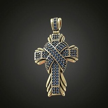 çoklu taşlar çapraz takı mücevher platin lüks gümüş yazdırılabilir moda parlak elmas altın Hıristiyan Katolik kolye 3d print model - Mito3D