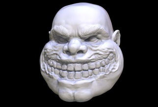 moqueur tête sculpter mutant terrifiant miniature jouet sinistre horreur visage méchant dents sourire Masculin art sculptures 3d print model - Mito3D