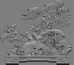 mural madera tallado expediente stl obj ztl cnc paz bambú arte diseño decoración clásico flor hoja florido matemático 3d print model - Mito3D