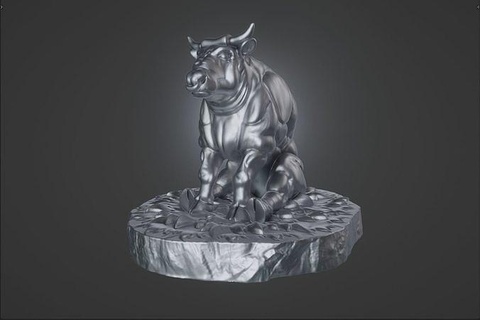 muscular toro personaje escultura figurilla músculos césped Roca Arte esculturas 3d print model - Mito3D