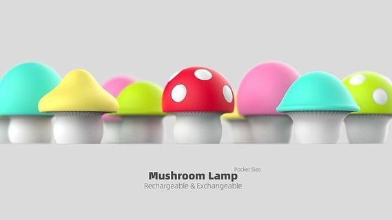 mushroom lamps - pocket size set fun creativity lamp light cute lovely funny rechargeable exchangeable garden house lighting 3d print model - Mito3D