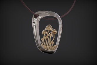 mushroom pendants nature platinum luxury plant forest pendant gold necklace jewellery silver jewelry necklaces 3d print model - Mito3D