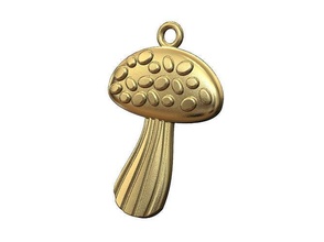 mushroom shaped pendant plant nature fungi necklace charm bracelet jewelry printable gold silver jewellery fashion 3d model cute miniature pendants 3d print model - Mito3D