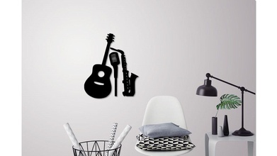 music instruments wall decoration house room living home indoor large printing 3d 2d decor theater mic saxophone guitar coffee shape art 3d print model - Mito3D