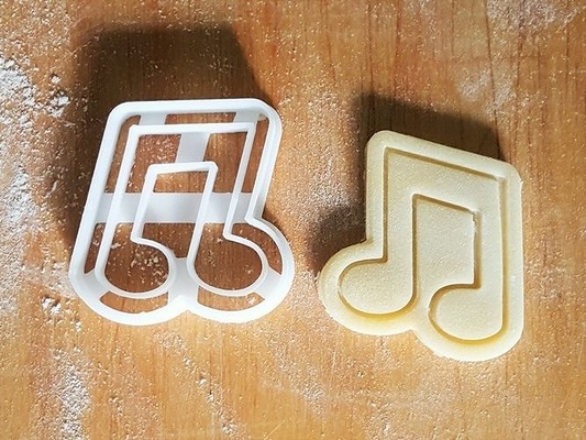 music note cookie cutter v2 sixteenth audio notes musical baking cookies bakery baked biscuit gingerbread kitchen digning house dining 3d print model - Mito3D