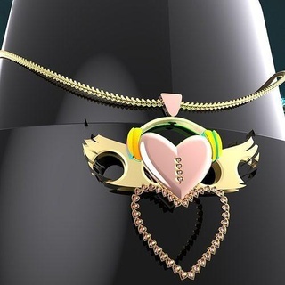 musical heart jewelry luxury elegant shining gold printable bright precious pendant pendants 3d print model - Mito3D