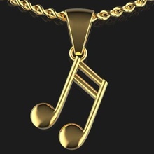 musical note necklace pendant jewelry gold silver music earrings ring melody printable platinum shining precious luxury sterling fashion necklaces 3d print model - Mito3D