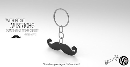 mustache keychain fashion 3dprint jewellery keyring other 3d print model - Mito3D