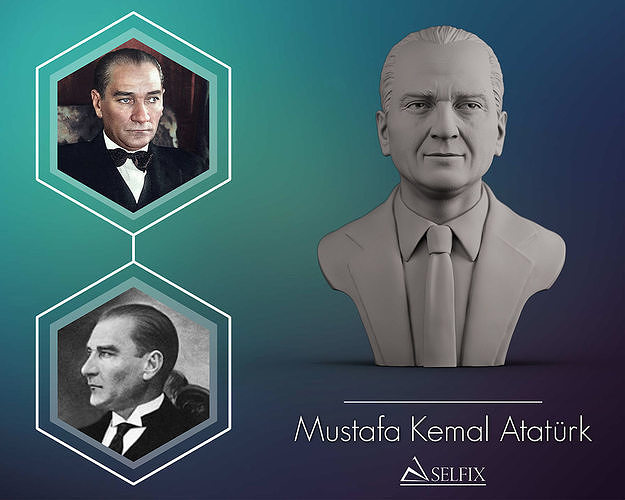 Mustafa Kemal atatürk 3d sculpture portrait statue visage homme Président art sculptures dinde 3D print model - Mito3D