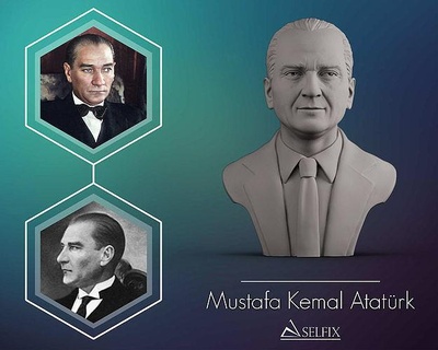 Mustafa Kemal atatürk 3d sculpture portrait statue visage homme Président art sculptures dinde 3d print model - Mito3D