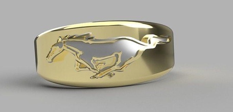 mustang cavalo anel joalheria brilhando luxo ouro elegante moda imprimível prata esterlina diamante jóia jóias argolas 3d print model - Mito3D
