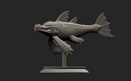 mutante pescador 3d esculpir pez naturaleza agua nadando fauna silvestre mar animal submarino tiburón acuario vida marina safari zoo río monstruo Arte esculturas 3d print model - Mito3D