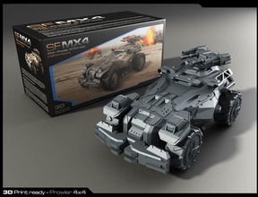 mx4 apc 3d impression futuriste blindé véhicule réservoir jeux jouets sci véhicules jeu accessoires 3d print model - Mito3D