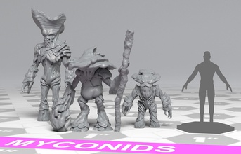 myconids - dnd monsters 3 units dungeonsanddragons dungeons dragons monster mushroom people minis minitures miniatures creature tabletop print 3dprint games toys game accessories 3d print model - Mito3D