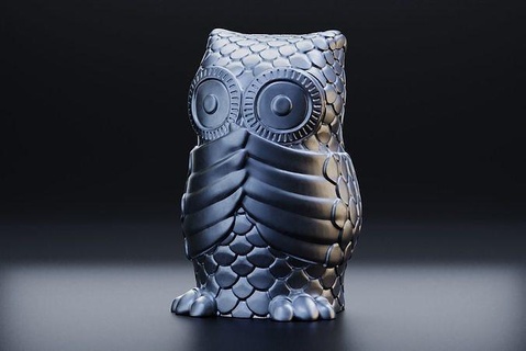 místico búho cerrado boca Arte figurilla alas plumas pájaro metal cerámica decoración estatua nocturno menaje esculturas 3d print model - Mito3D