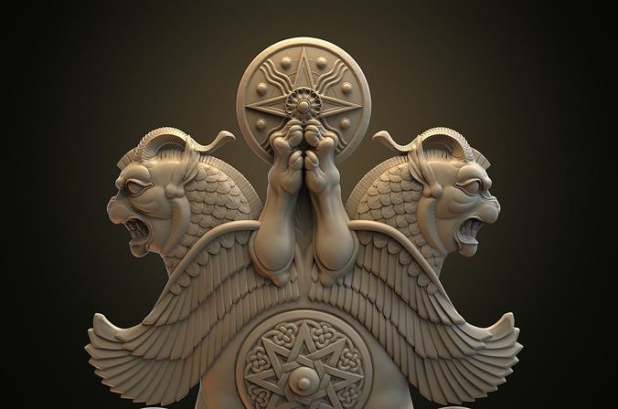 mythical beast relief assyrian style creature monster dragon magical fantasy fictional myth demon mythological sumer statue sculpture art sculptures 3D print model - Mito3D