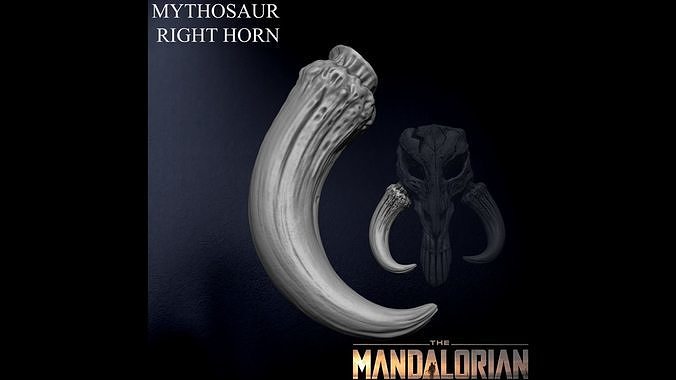 mythosaur horn - mandalorian star wars skull starwars baby yoda grogu thechild scifi mandalore bo katan boba fett rancor mudhorn horns bokatan games toys 3D print model - Mito3D