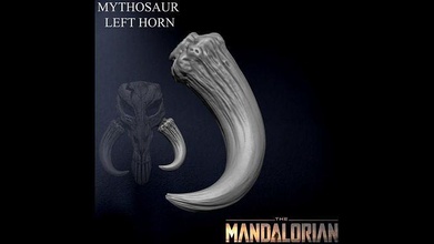 mythosaur left horn - mandalorian star wars skull starwars baby yoda grogu thechild scifi mandalore bo katan boba fett rancor mudhorn horns games toys 3d print model - Mito3D