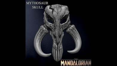 mythosaure crâne mandalorien étoile guerres détaillé étoiles bébé yoda Jaune l'enfant scifi mandalore boba fett rancune Boba Fett babyyoda 3d print model - Mito3D